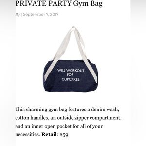 Private Party gym bag